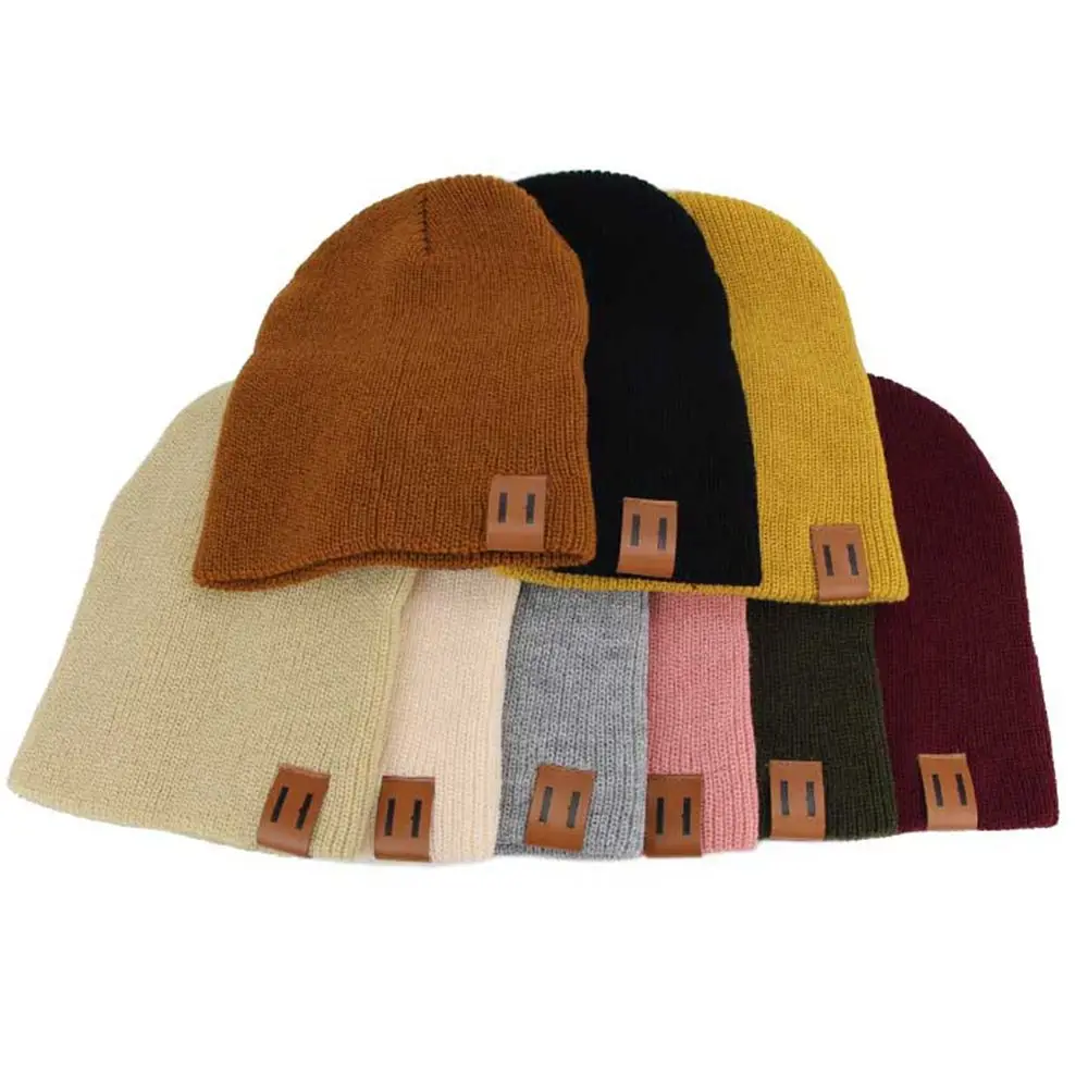 Gorros casuales de 7 colores para niños, gorros de punto, gorros más cálidos, gorros de otoño e invierno, nuevo