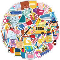 50PCS Creative Back to School Stickers Decorative Phone Cases Notebook Water Cups DIY Personalized Waterproof Stickers