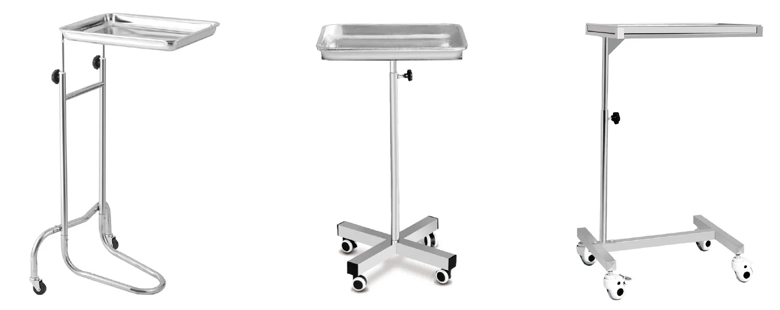 320x760- 260mm Customized Multi-Function Hospital Cart Mayo Table Stainless Steel Wash Basin