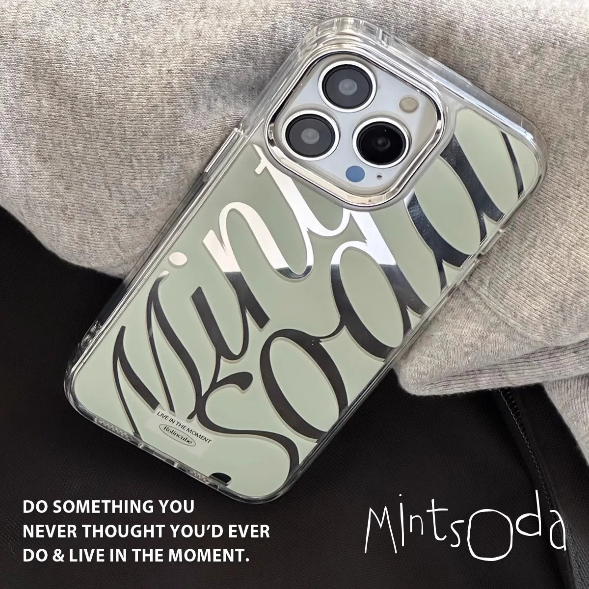 Funda metálica para iphone con espejo verde plateado con marco transparente, cubierta cromada a prueba de golpes para iphone16/15/14/13 Pro Max Plus/12/11