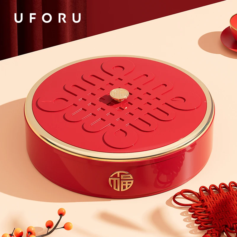 UFORU Living room household dry fruit tray candy box Chinese nut storage box wedding sugar tea table fruit snack tray