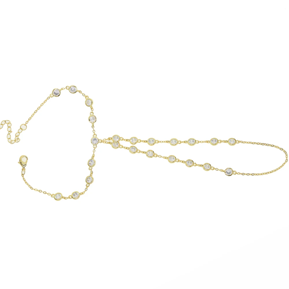 hand jewelry Sparking Clear cz station link chain wedding bridal gift elegant top quality fashion gorgeous finger slave bracelet