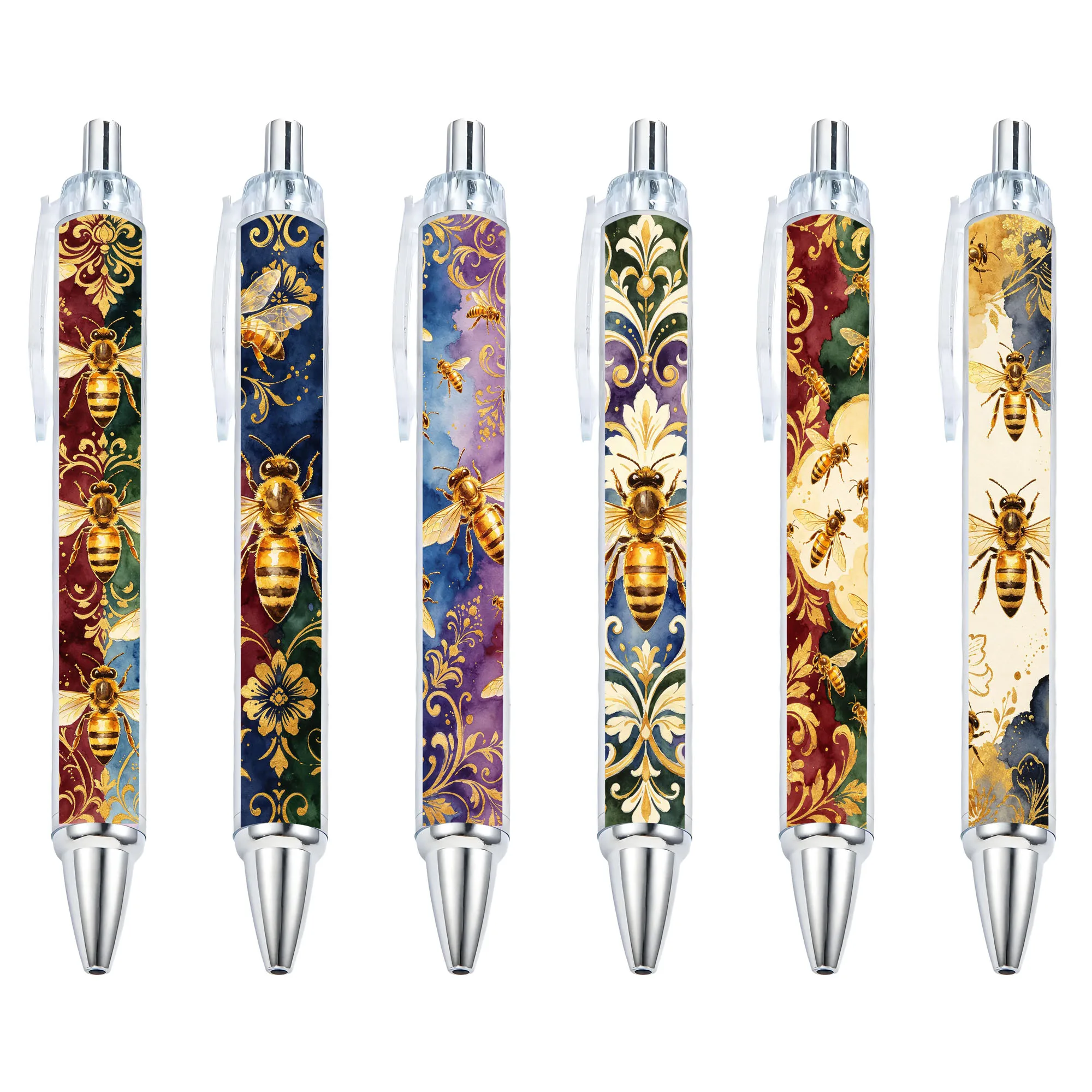 

12pcs Creative Watercolor Bee Theme Ballpoint Pen Animal Series Special Press Pen Bee Gift Pen