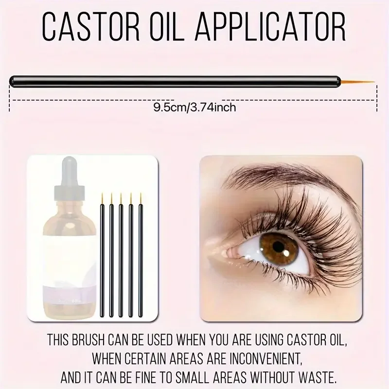 50pcs Disposable Eyeliner Brushes with Fine Tip and Nylon Bristles - Precision Application Wand for Castor Oil All Skin Types