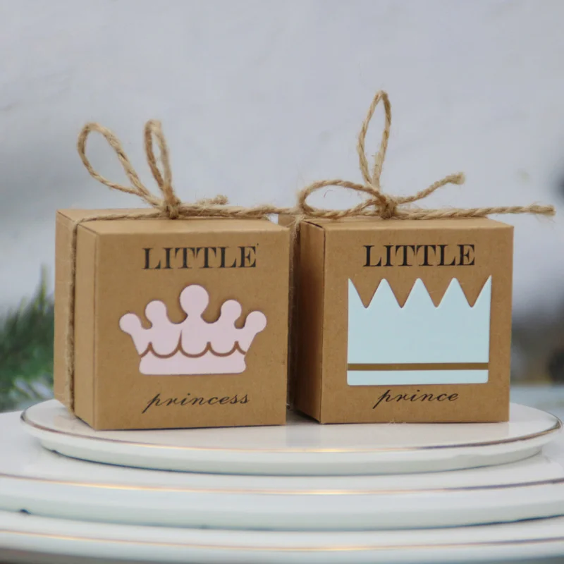 

Kraft Paper Box Gift Princess Candy Chocolate Dragees Sweets Baptism Baby Shower Party Containing Newborn Girl Boy Gender Reveal