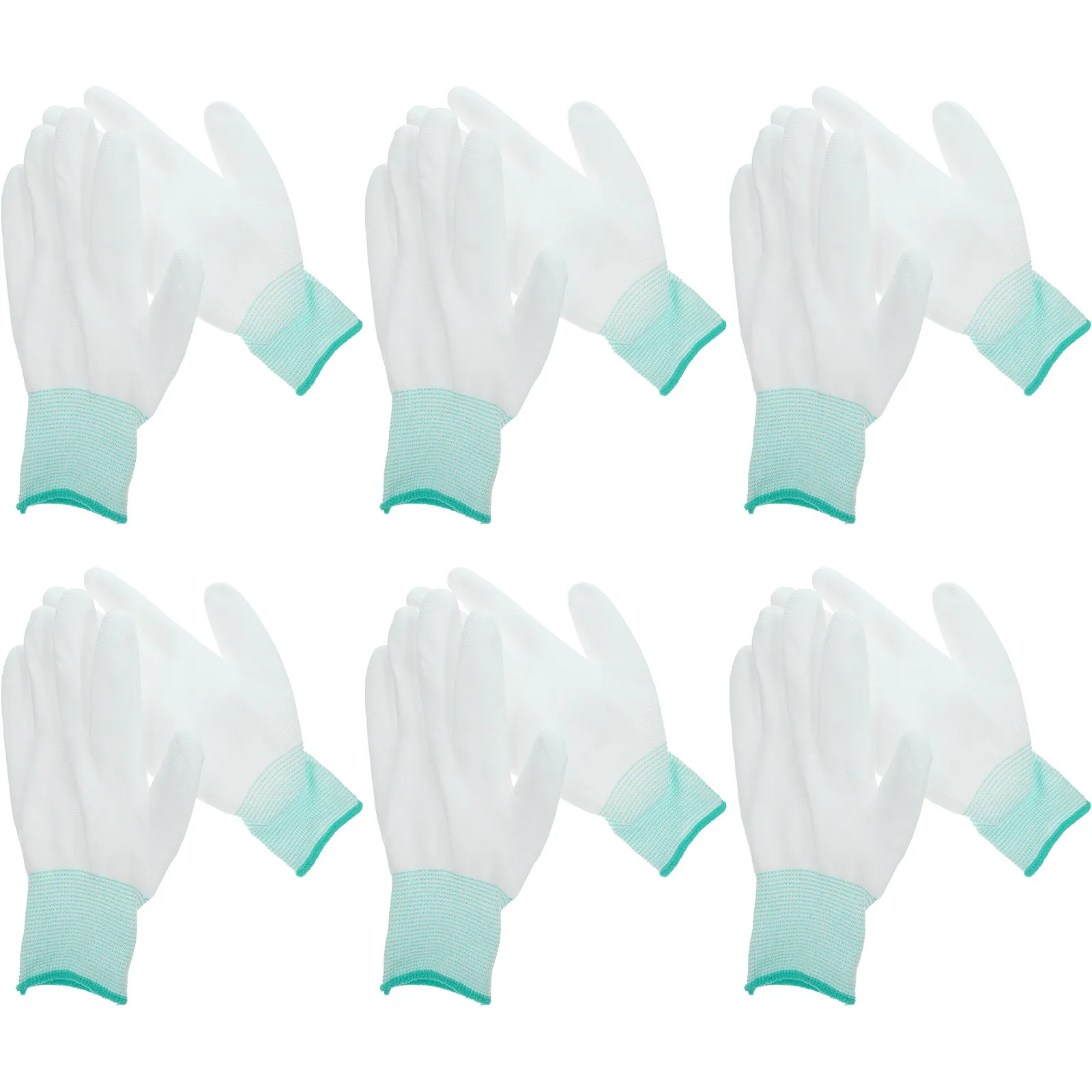 

12Pcs Nylon Antistatic Gloves with PU Coated Fingertips Wear Resistant Soft Lightweight Safety Work Gloves for Electrical Work