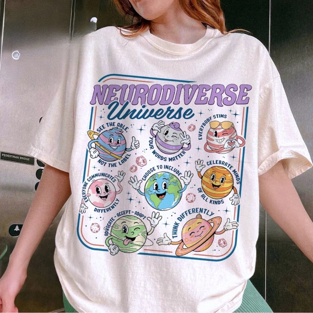 Neurodiverse Universe Comfort Shirt Autism Awareness T-Shirt Space Neurodiversity Sped Teacher Shirt Special Education Gift
