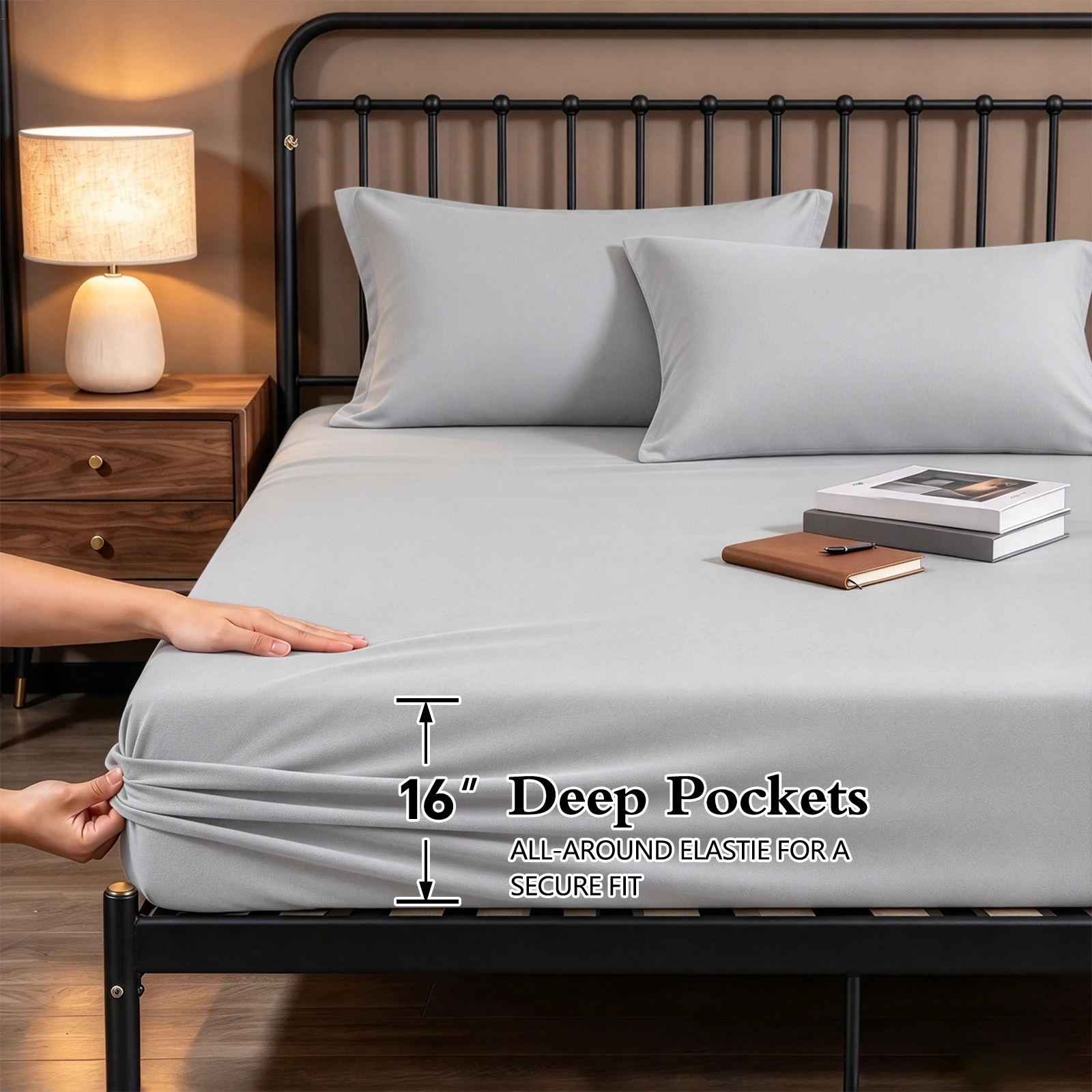 Luxury Bed Sheet Set, 3/4 Piece Ultra Soft Cooling Bedding Set, 1 Flat Sheet, 1 Fitted Sheet, 1/2 Pillowcases, Breathable Moisture Wicking Sheets with Deep Pockets, Twin/Full/Queen/King Size,  for Family, Hotel, Dorm, Guest Room, Daily & Seasonal Use
