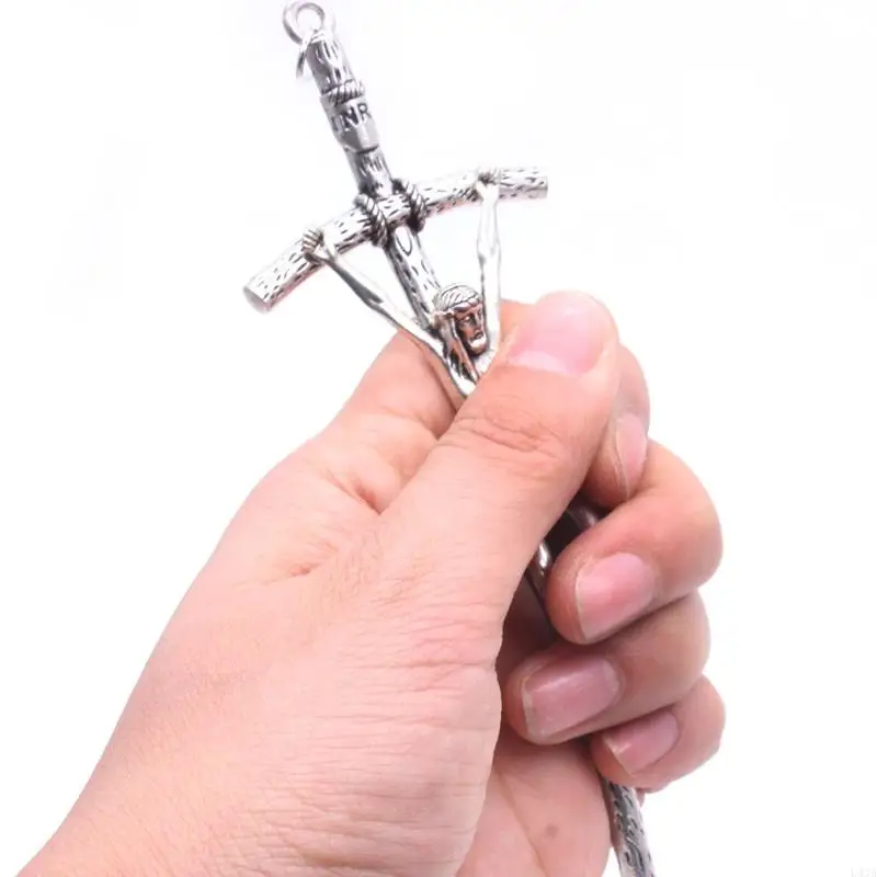 L43A Jesus Christ Crucifix for Cross Religious Pendant Necklace Unisex Zinc Alloy Pendant Retro Vintage Pendant for Women Men