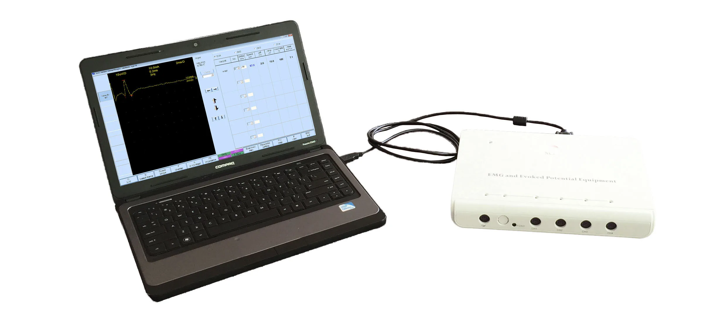 Dispositivo EMG portátil leve médico de 2 canais com USB