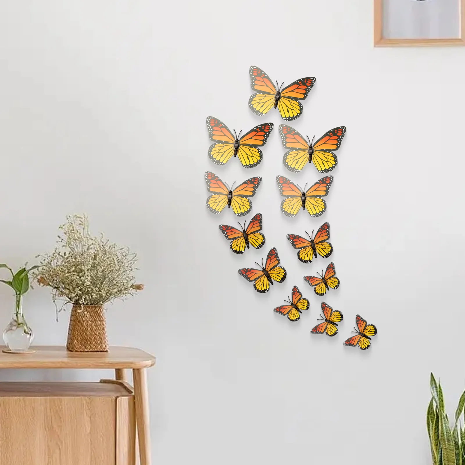 24 Uds. Adhesivo de pared 3D imán DIY mariposa calcomanías de nevera para manualidades en el hogar fiesta y habitación mariposas naranjas decoración de boda