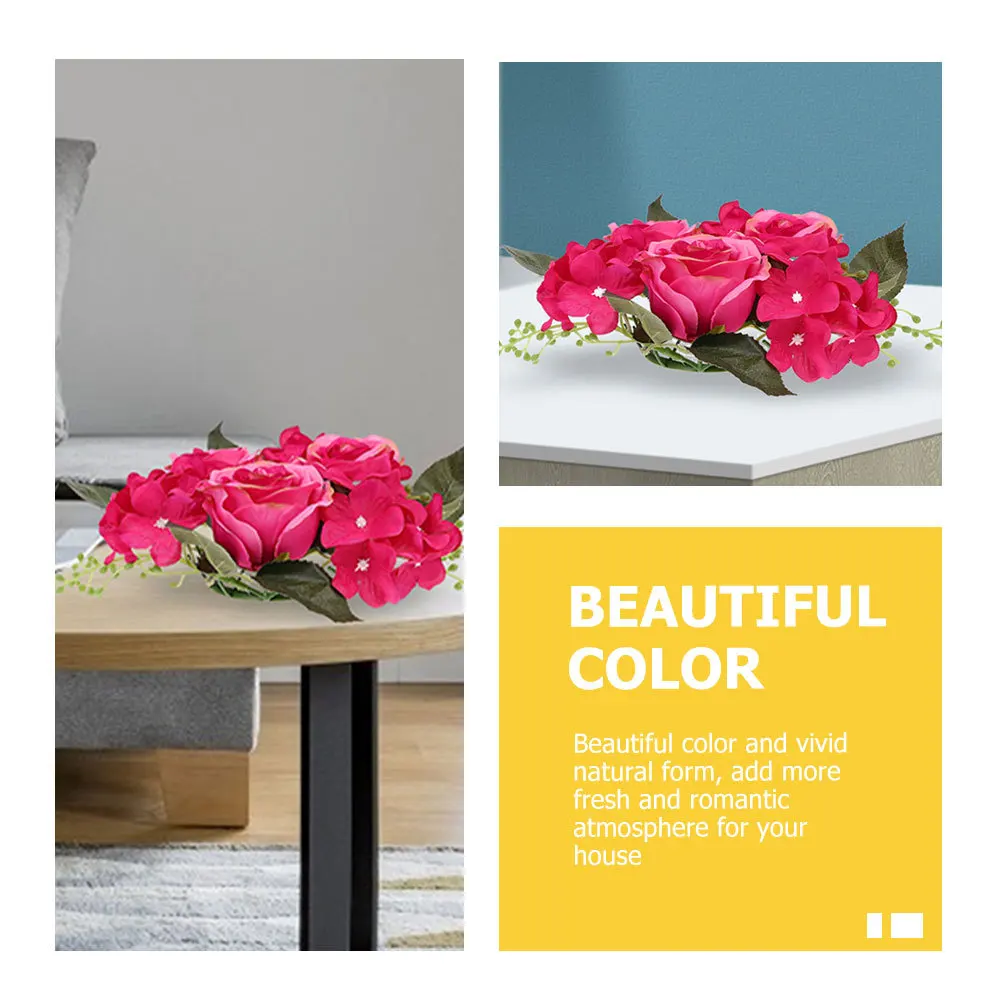 

3Pcs Artificial Rose Ring Wreaths Lightweight Table Decor Wedding Party Flower Centerpieces Artificial Flower Ring