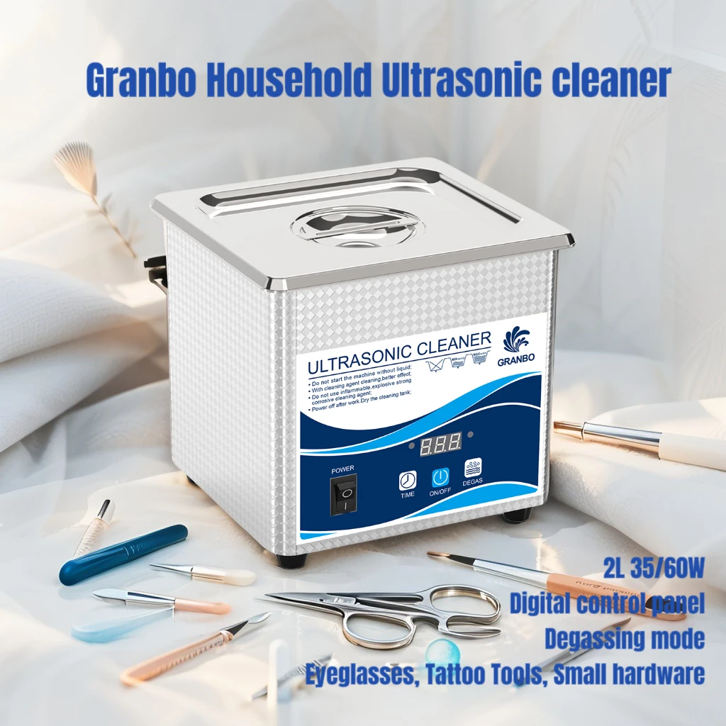 

2L Ultrasonic Cleaner 40kHz 35/60W with Degas Household Cleaning Machine for Jewelry, Eyeglasses, and Small Parts