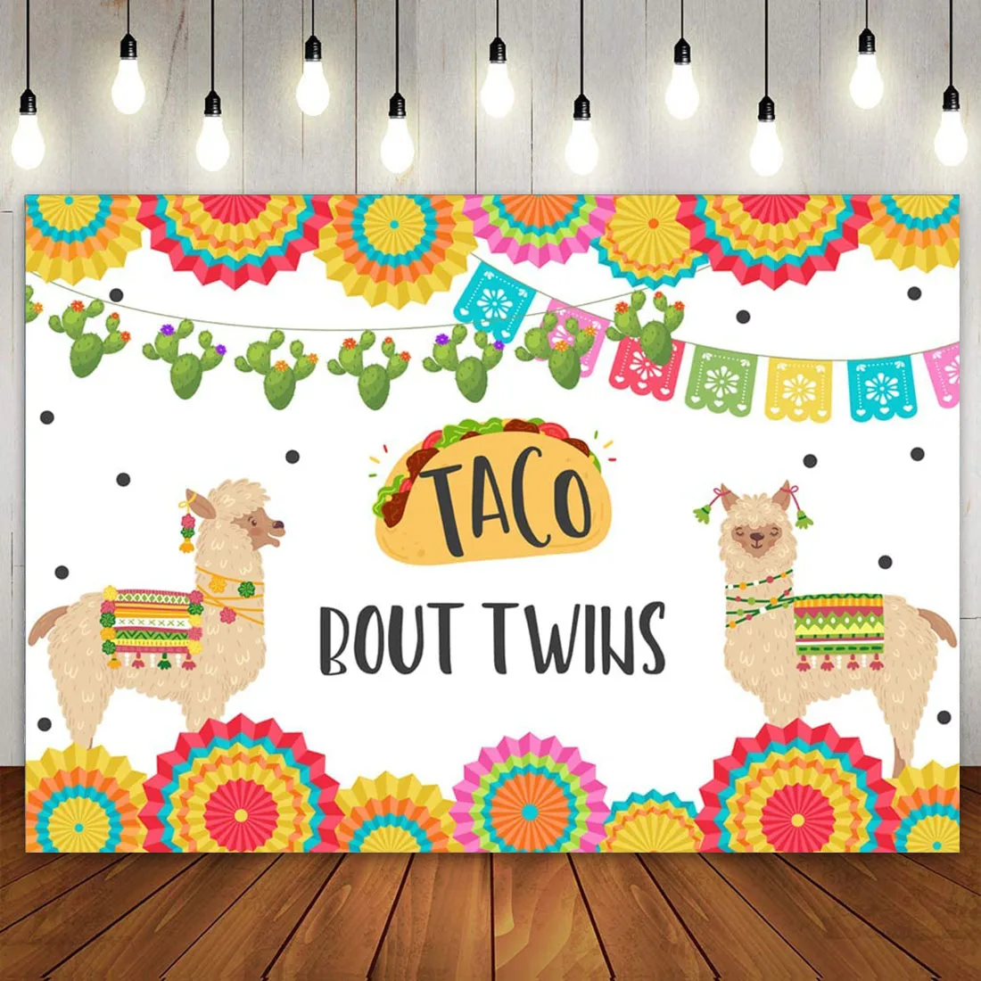 Mexican Theme Backdrop Fiesta Cinco De Mayo Baby Shower Birthday Party Decor Banner Background Day of The Dead Llama Taco Bout