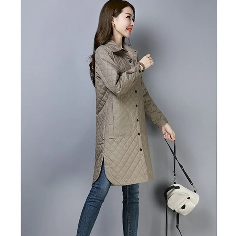 2024 New Thin Padded Jacket for Women Is Versatile Long Loose In Spring Autumn Padded Tooling Thin Padded Jacket Female Outwear