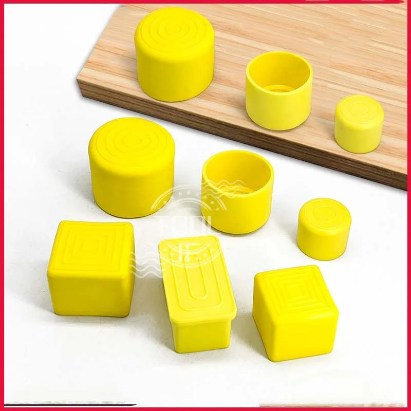 4 قطعة بولي كلوريد الفينيل الأصفر لينة أنبوب مطاط كم غطاء أنبوبي الجدول كرسي القدم عدم الانزلاق وسادة الغطاء الواقي 22-40 مللي متر ل ساقن مربعة/مستديرة #3