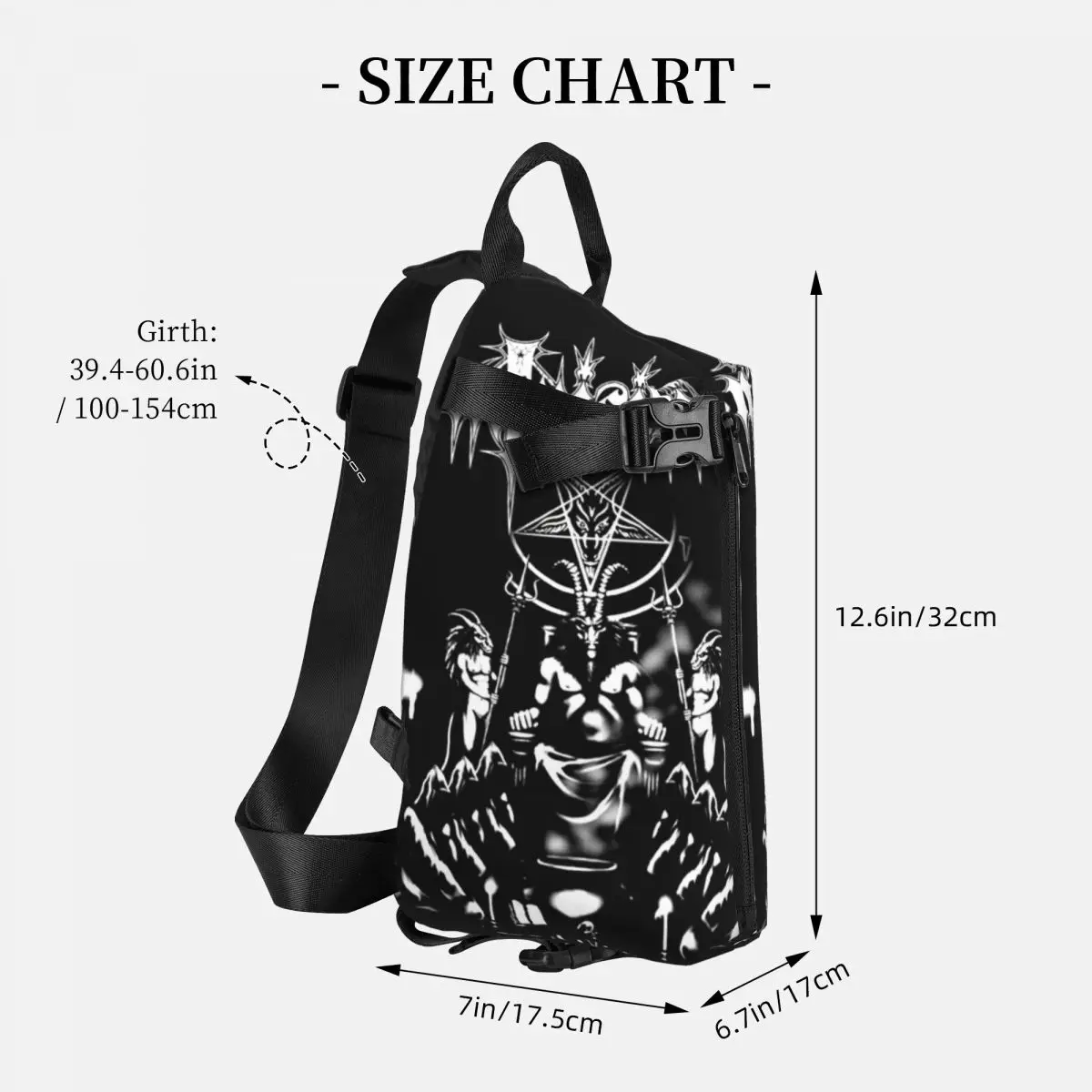 Hail Satan Baphomet Satanic Occult Chest Bags Men Satanic Occult Graphic Shoulder Bag Aesthetic Cross Chest Bag Casual Handbag