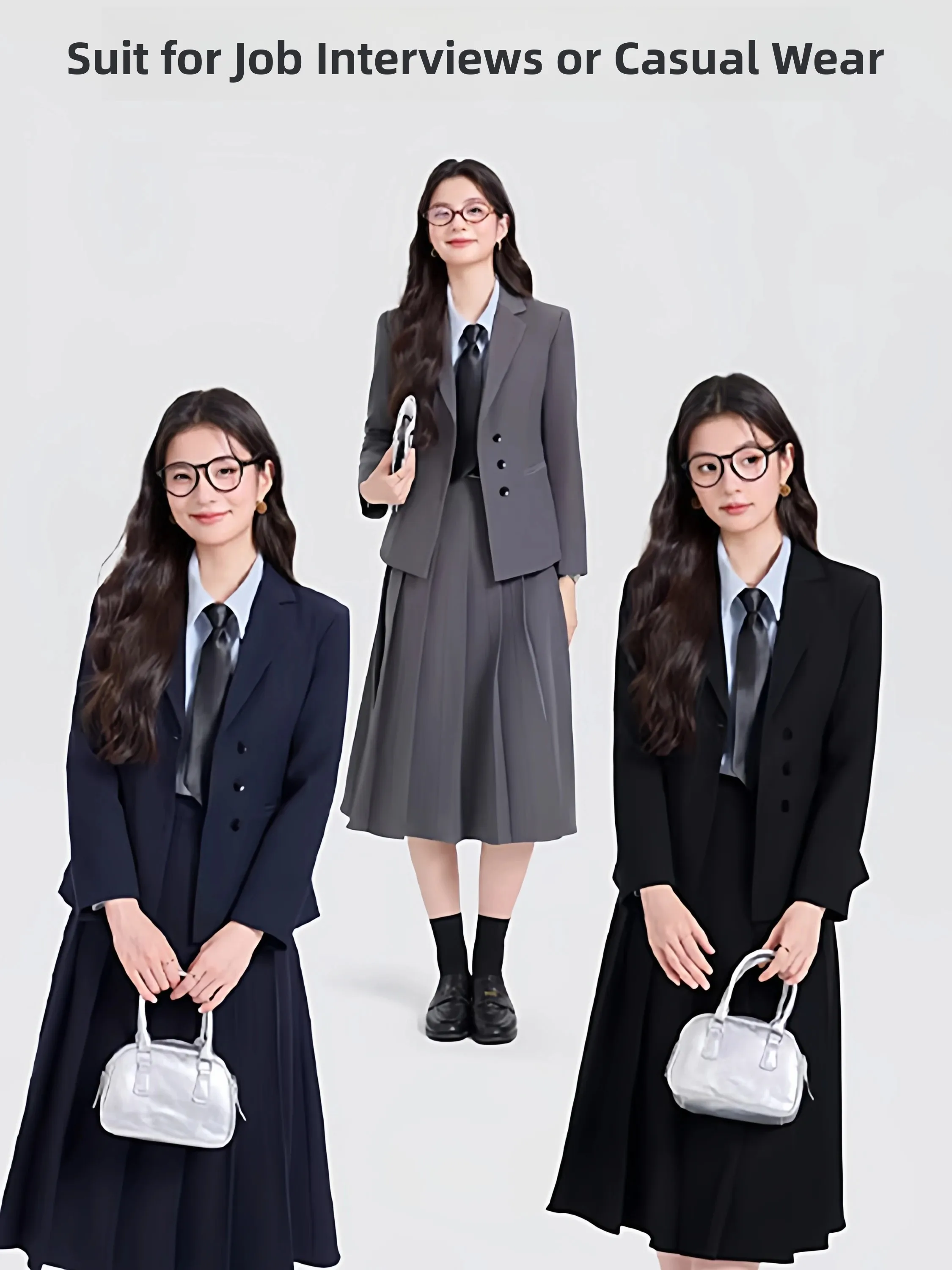 Professional Women's Suit Set Career Interview Outfit Summer Fashion Ladies'  Coat Slim Fit Commute Style Polyester Fiber