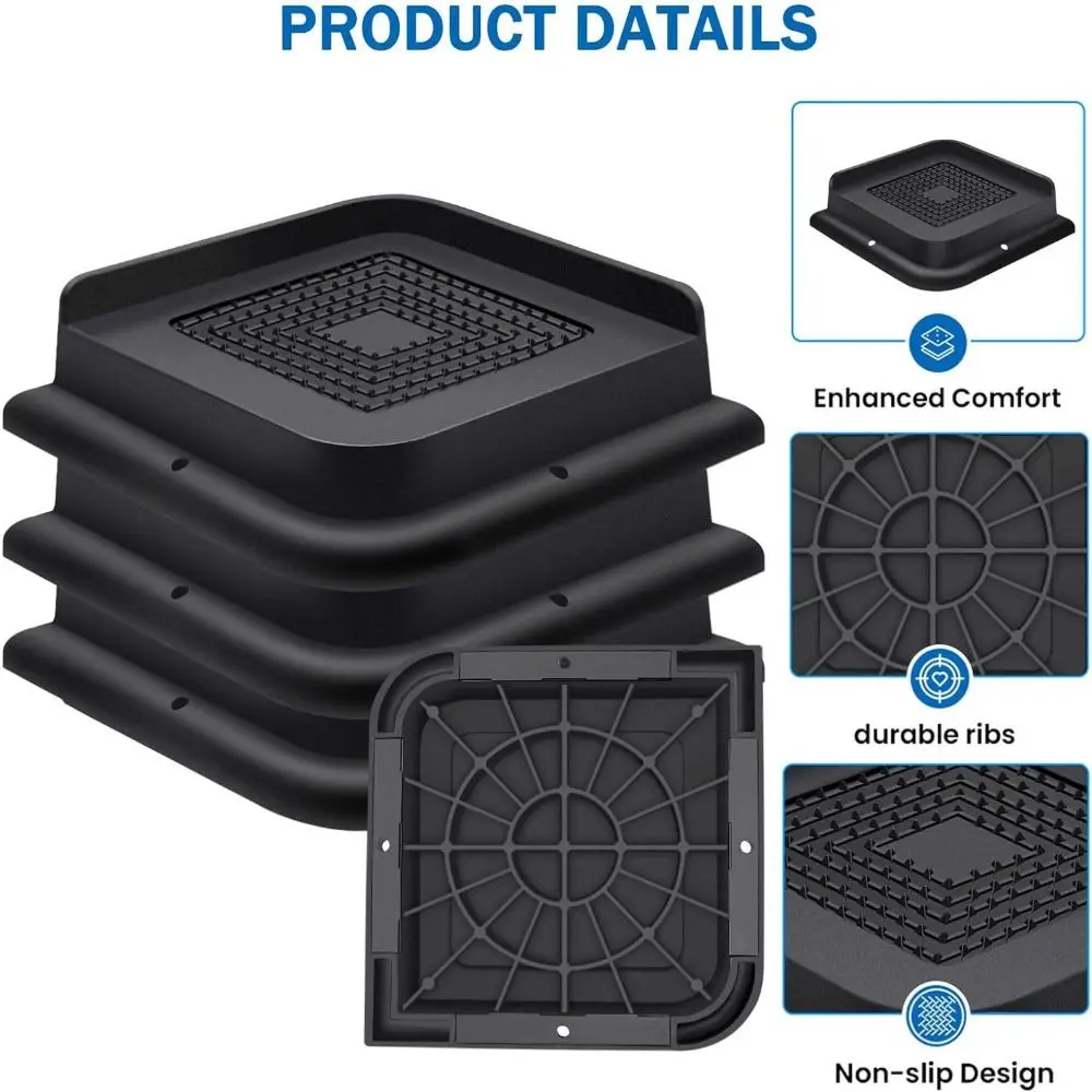4 Pcs/Set Professional 1-6 Inch Bed Risers Heavy-Duty Support Bed Lifts Risers Bed Lifter Couch Sofa Table Chair Leg