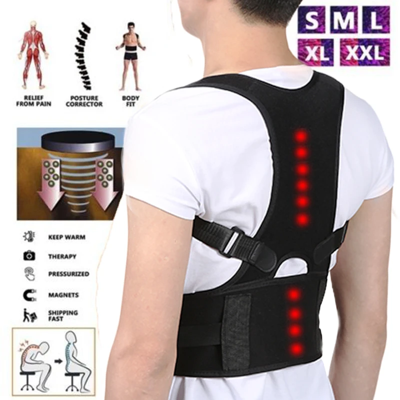 Adjustable Magnets Back Support Posture Corrector Women Men\'s Medical Corset Back Therapy Posture Brace Back Support Belt B002