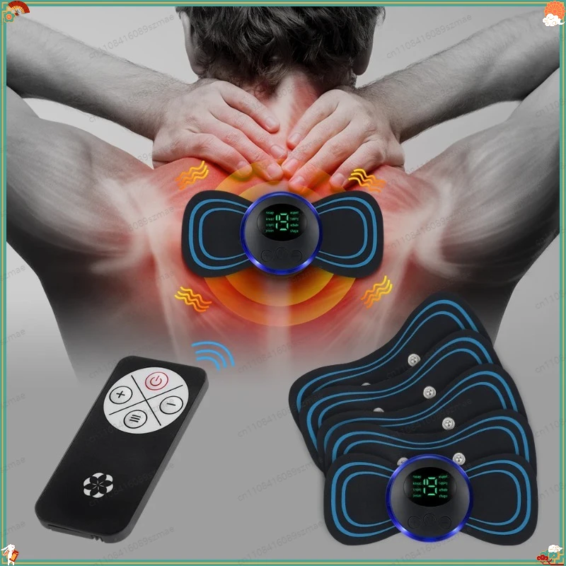 EMS Neck & Back Massager for Elderly, Remote Control TENS Pad for Muscle Relax & Fatigue Relief