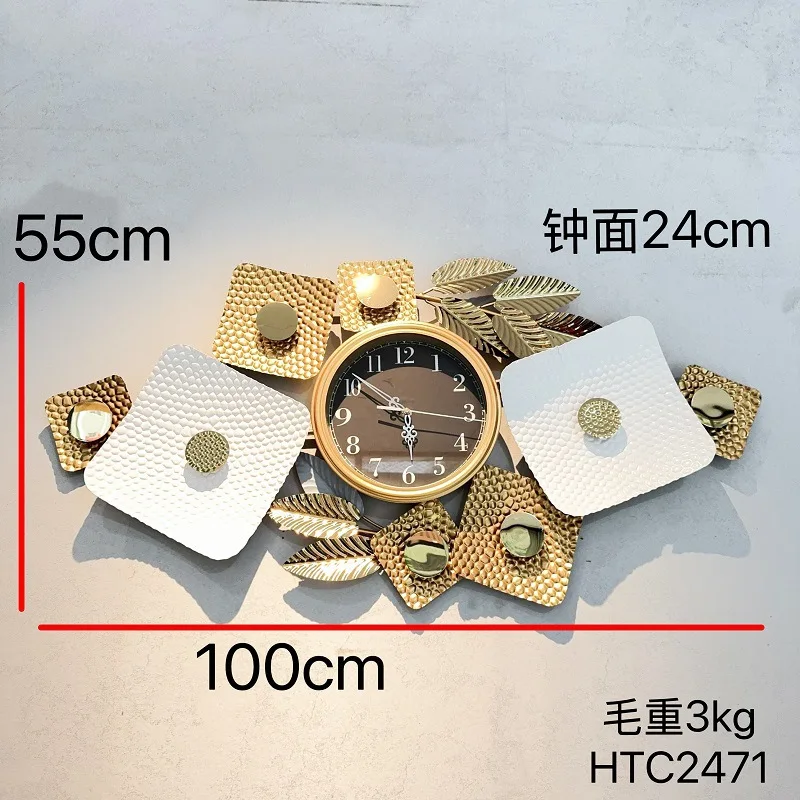 Wrought iron wall clock Living room entrance Wall decoration Clocks Home dining room Study kitchen Silent clock Titanium clock