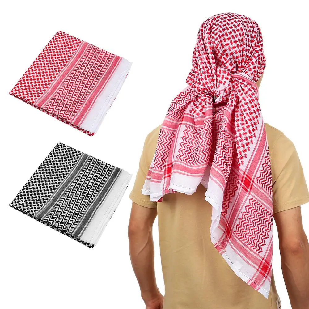 1 stks Palestina Bandana Moslim Shemagh Sjaal Multifunctionele Headwrap Vierkante Hals Wrap Arabische Tulband Hijab Arabische Kafiya Keffiyeh