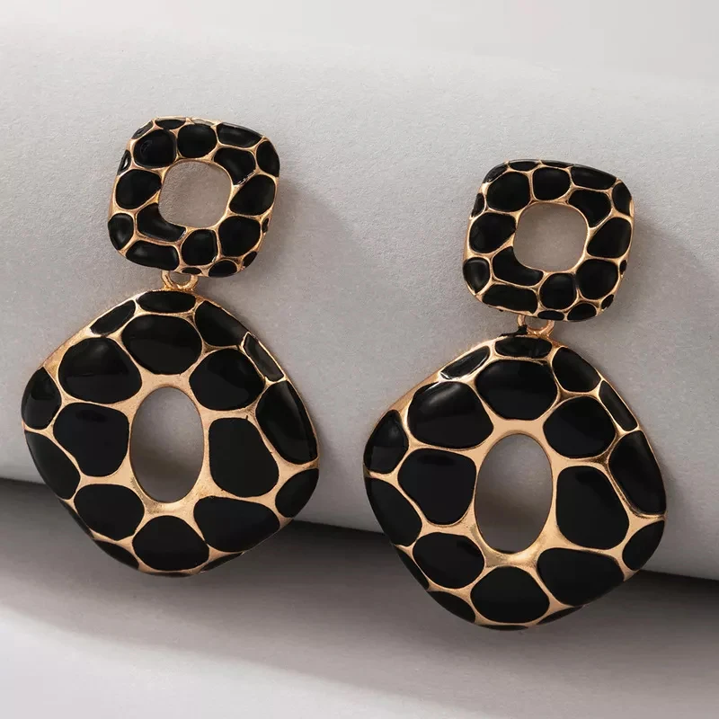 Trend New Boho Fashion Earrings For Women Cool Stuff Personality Square Leopard Print Geometry Vintage Jewelry