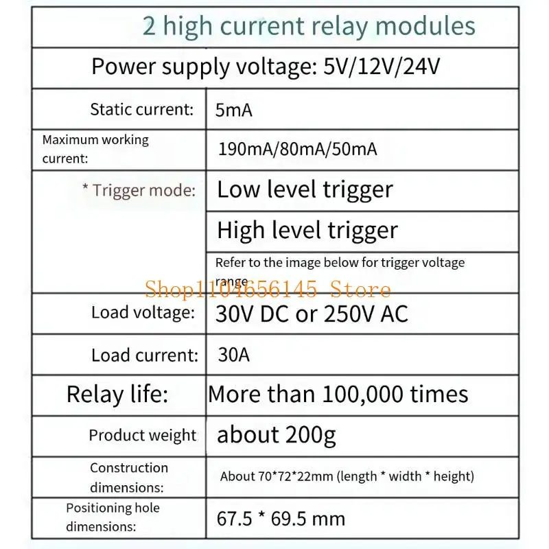 Modulo relè 5asd a 2 canali con trigger alto-basso per l'automazione industriale e domestica