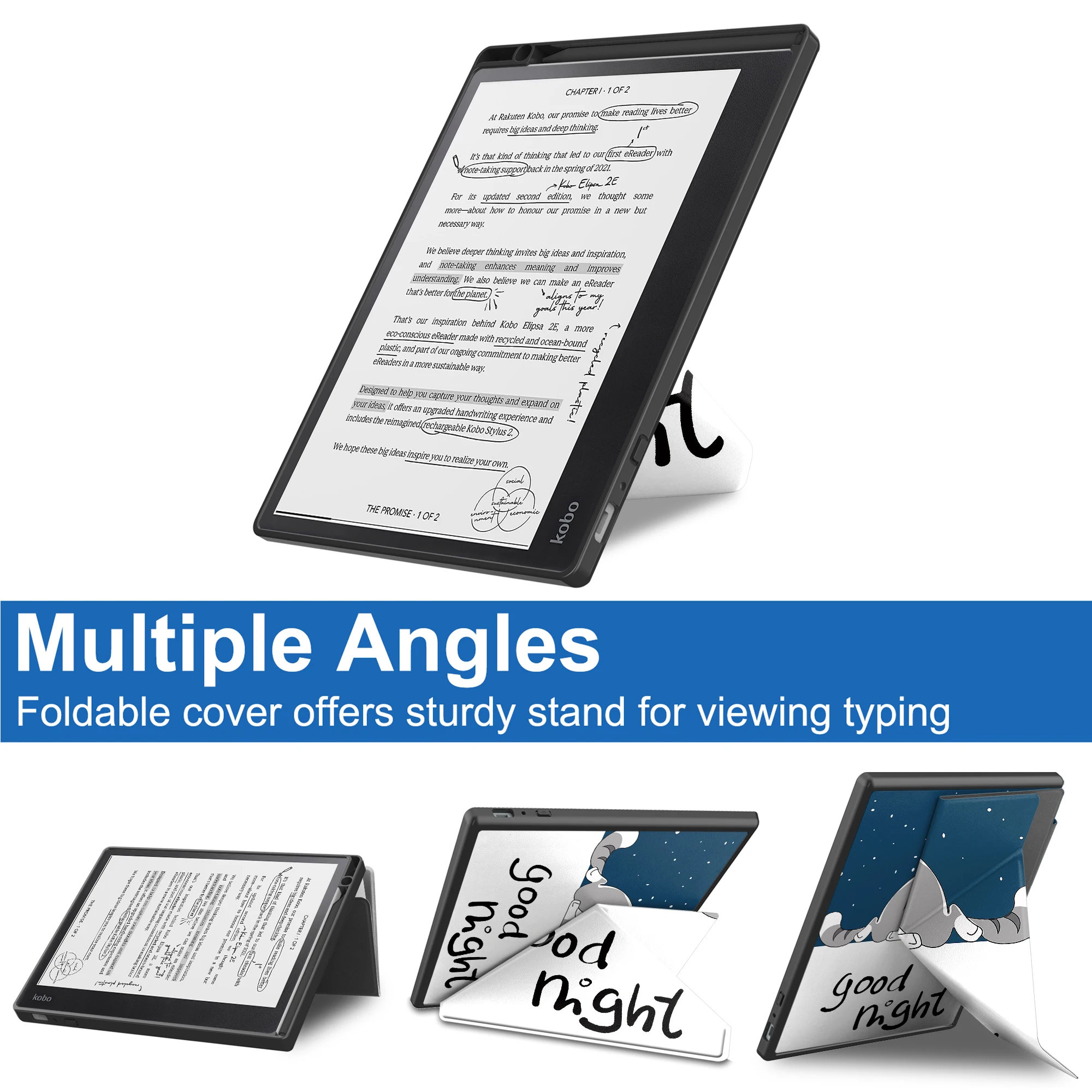 Per Kobo Elipsa 2E 2023 10.3 pollici Smart Case con supporto multi-pieghevole Cover Auto Sleep/Wake Shell per Kobo Elipsa 2E Case