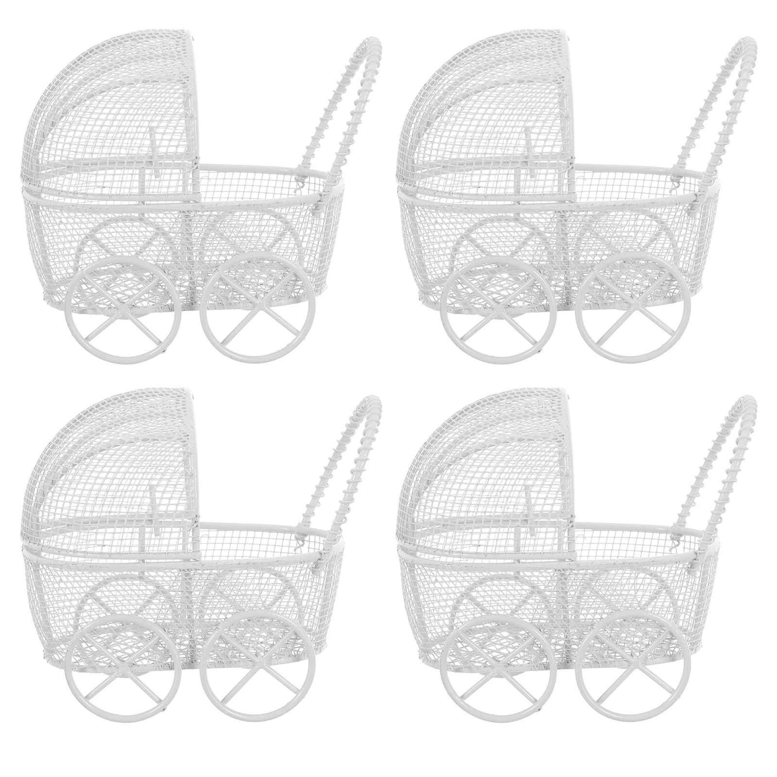 4 قطعة عربة أطفال مصغرة لبيت الدمى محاكاة الحديد عربة التظاهر اللعب اكسسوارات الاطفال طفل ديكور عربة صغيرة #6