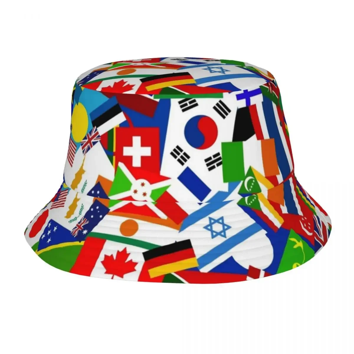 World Flag Collage Background Bucket Hats Panama For Kids Bob Hats Outdoor Fashion Fisherman Hats For Summer Fishing Unisex Caps