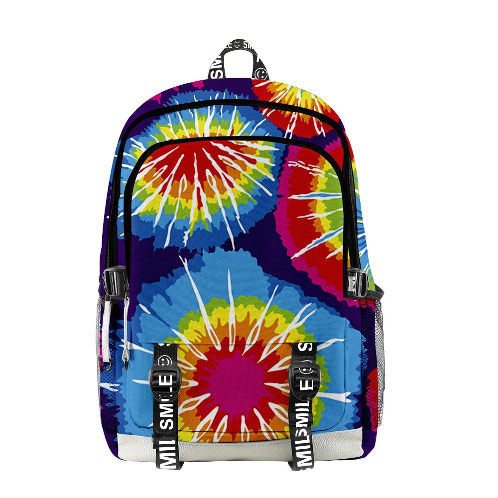 

Trendy Youthful School Bags Unisex Tie-dye Colorful Travel Bags 3D Print Oxford Waterproof Notebook multifunction Backpacks