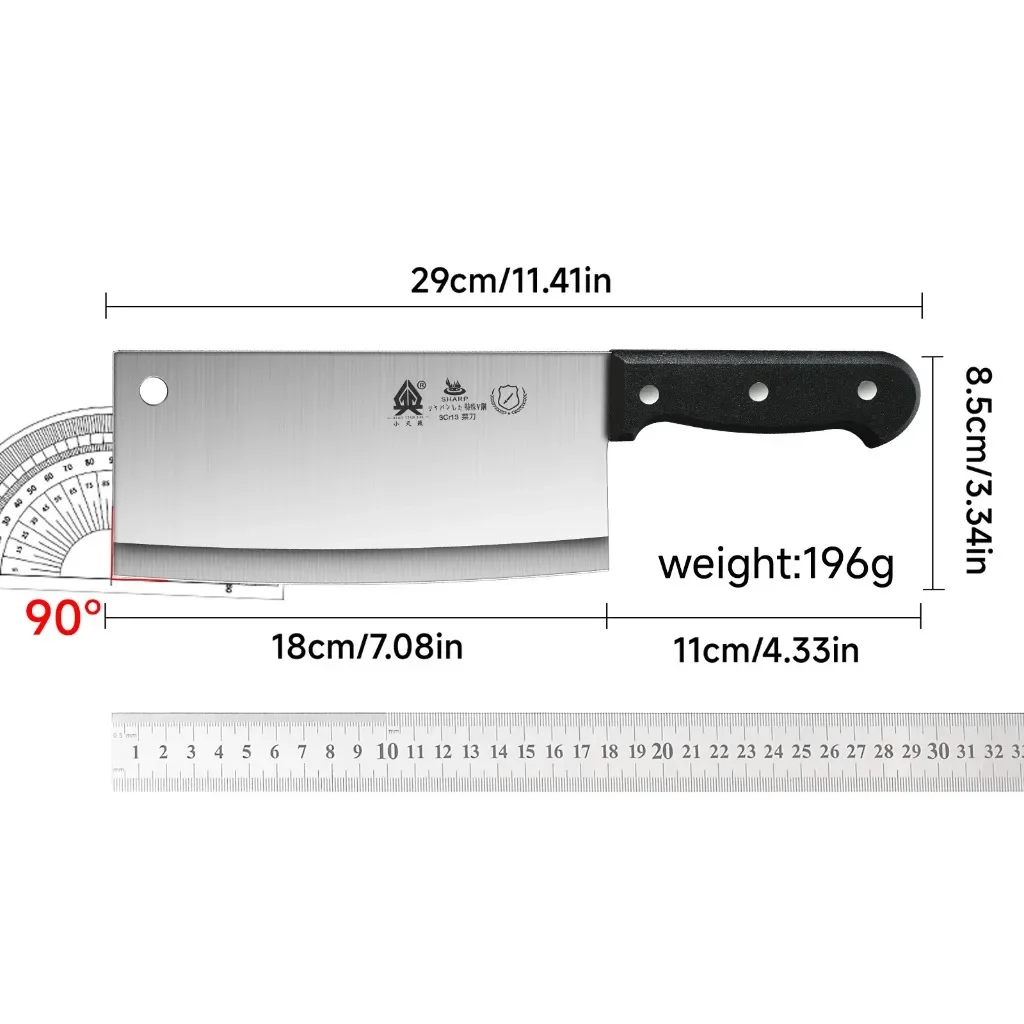 Stainless Steel Chinese Style Paring Knife Kitchen Vegetable Chopper Sharp Blade ABS Rivet Handle Home Use Meat Vegetable Slicer
