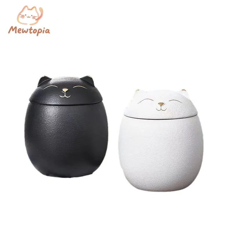 

Ceramic Moe Cat Urn Jar Cremation Pet Urn Jar Sealed Pet Coffin Memorial Urn Animal Memorial Small Coffin