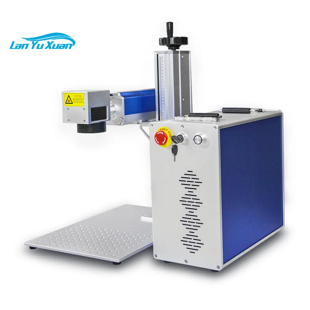 Lightburn Ezcad Large Area 50W 50 Watts Fiber Laser Marking Machines 200mm 300mm Lens With Rotary Chuck