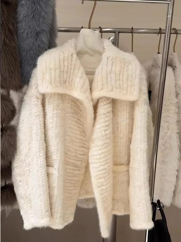 

Уникальная красивая верхняя одежда ранней зимы, свободный вязаный свитер с большим воротником, элегантный женский топ, мягкий удобный...