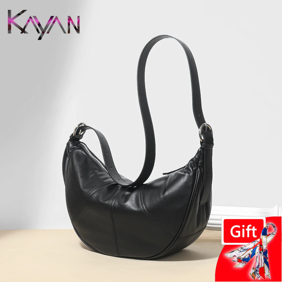 

Lazy Style Natural Lambskin Women Underarm Shoulder Dumpling Bag High Quality Leather Patchwork Female Crossbody Hobo Bag