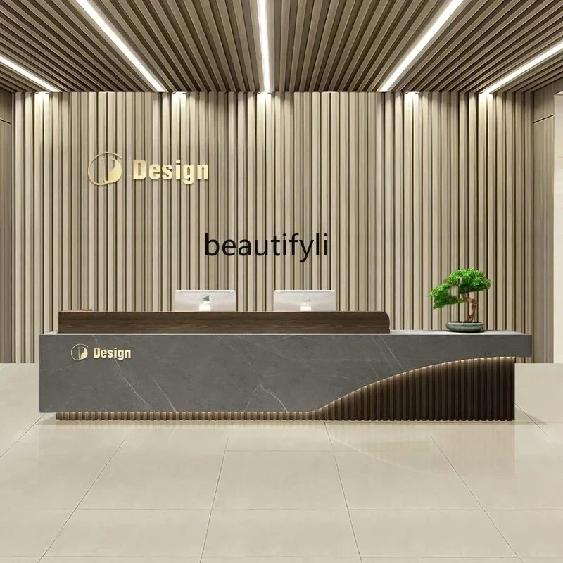 Chinese Office Reception Table Company Reception Desk Beauty Salon Simple Modern Bar Hotel Cashier Front Desk