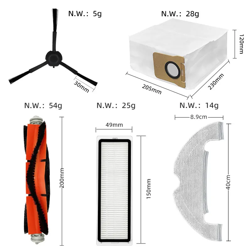 For Xiaomi Mi Robot Vacuum Mop 2 Ultra STYTJ05ZHM Spare Parts Main Side Brush Hepa Filter Dust Bag Mop Rag Cloth Accessories