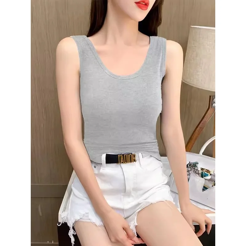 Summer Long Camisole Women's Korean-Style Navel-Exposed Outer Wear Inner Wear Hot Girls Bottoming Small Vest Women's Cropped Top