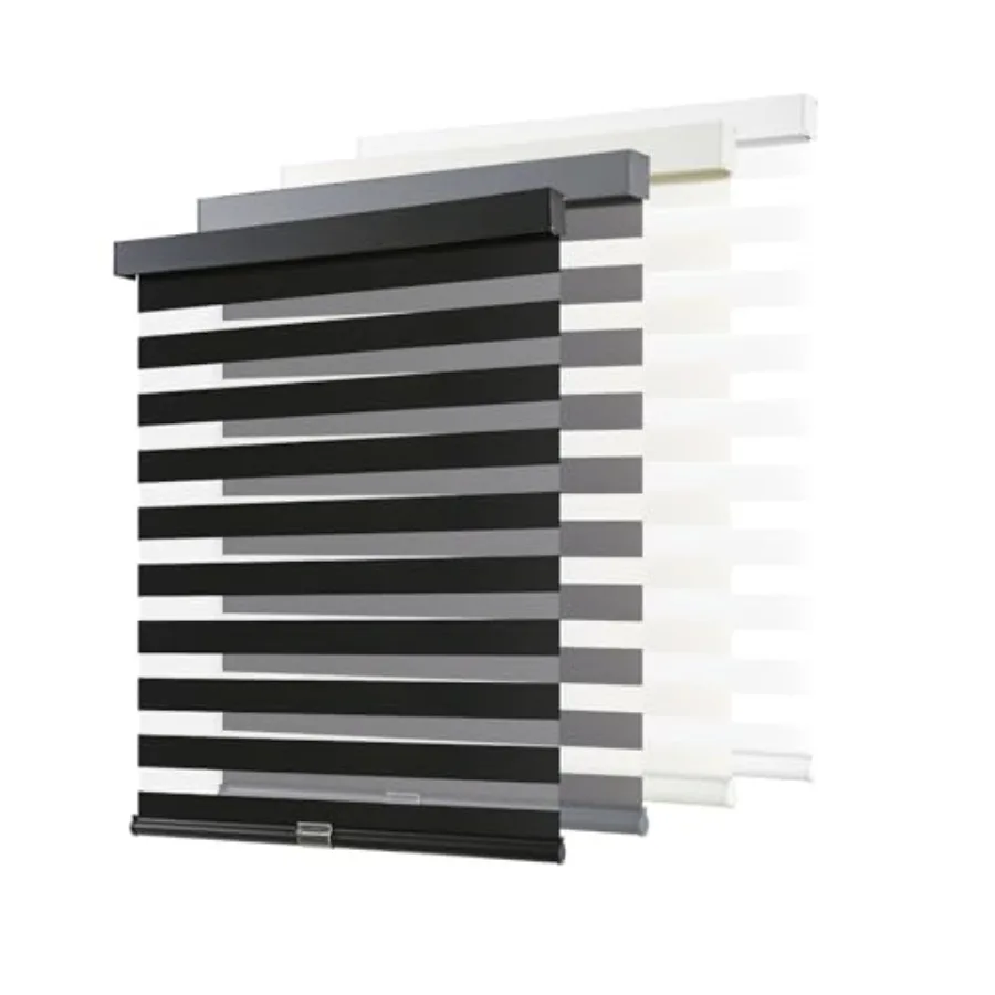 

Cordless Zebra Blinds for Windows Pull Down Roller Window Shades Dual Layer Light Filtering Privacy for Day and Night Free-Stop