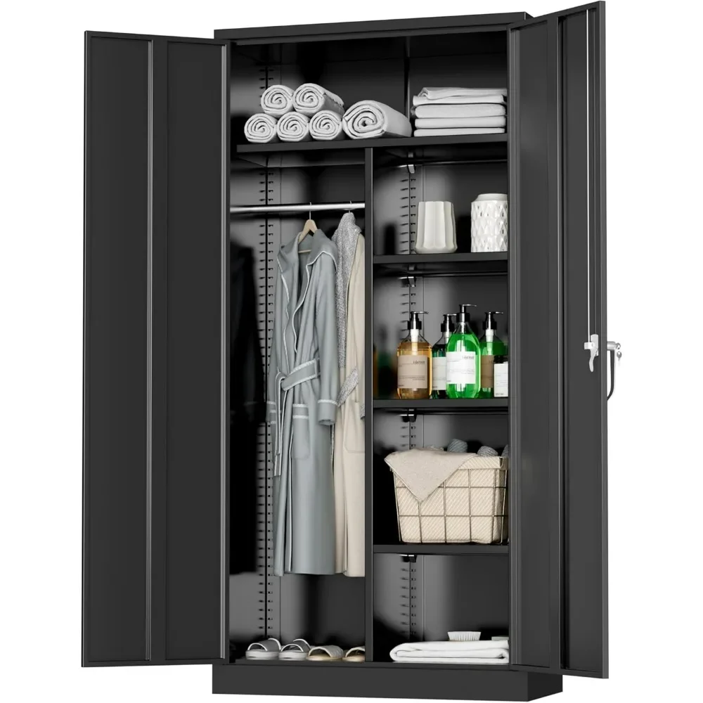 Metal Wardrobe Closet with Doors and Shelves,72