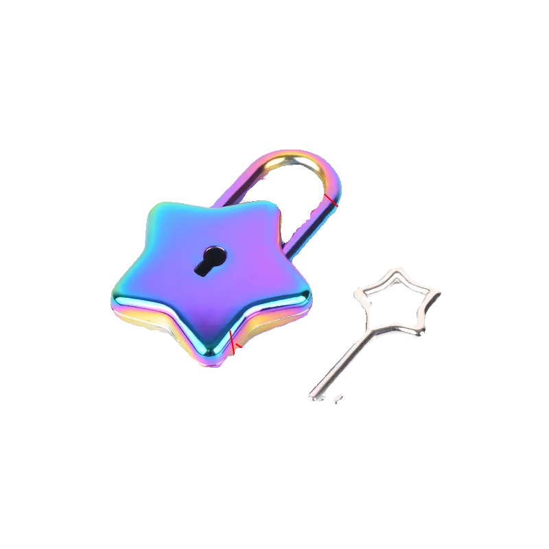 

Metal Star Shape Padlock with Key Polish Hardware Closure Security Lock Diary book Purse Handbag Suitcase Shoulder Bag Box