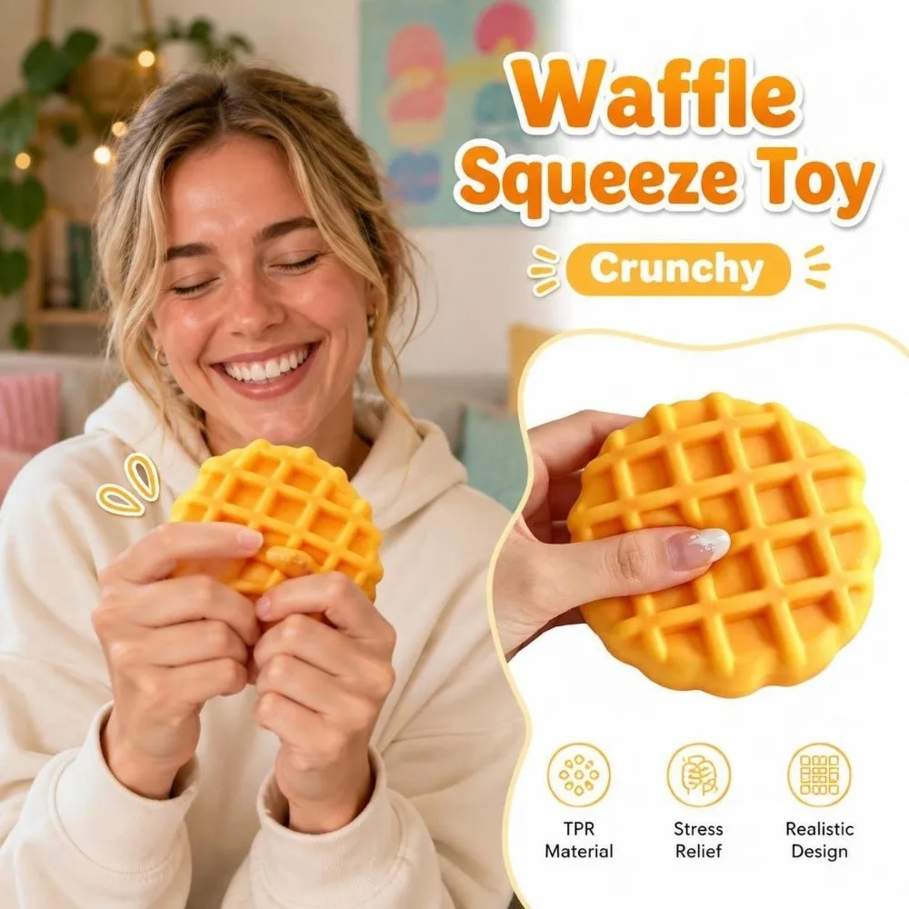 Crunchy Waffle Squeeze Building Blocks Anxiety Relief Realistic Dessert Pinch Kneading Sound Effects Sensory Stress Ball