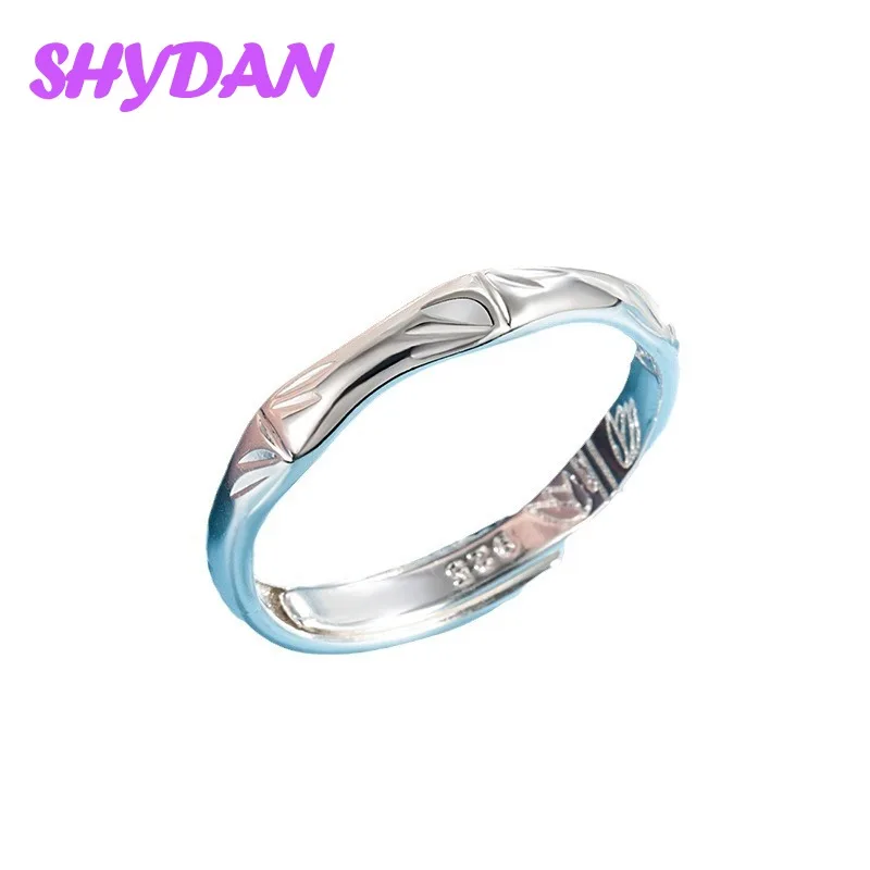 SHYDAN 925 Sterling Silver Vintage Bamboo Joint Adjustable Ring for Women Fashion Jewelry