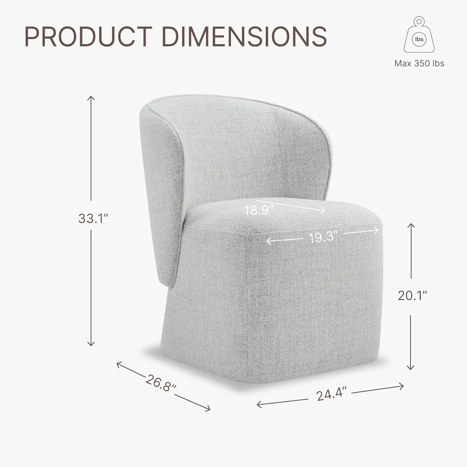 Kursi Makan Berlapis dengan Kastor Tanpa Perakitan Kursi Meja Linen Sofa Tunggal Wingback untuk Dapur Ruang Makan Kamar Tidur Ruang Baca