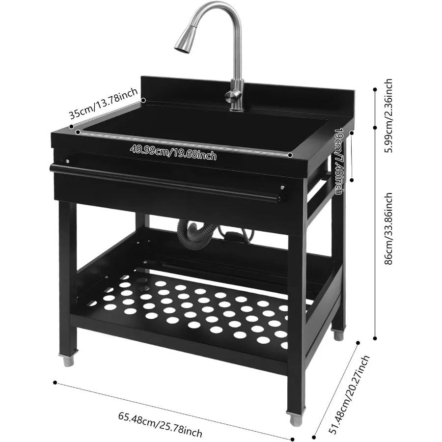 حوض وعاء واحد قائم بذاته مع صنبور قابل للسحب مقاس 31 بوصة حوض مطبخ للمطاعم التجارية مع فكرة صنبور الماء الساخن والبارد #4