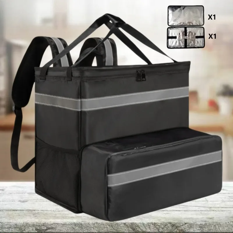 Large Capacity Thick Insulated Pizza Delivery Backpack, Portable Oxford Fabric Food Carrier Bag  deliverybag
