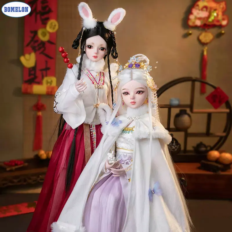 New Handmade 1/3  Bjd Doll Full Set Big 60cm Traditional Chinese Hanfu Moon Fairy Ball-jointed Dolls Collectible Toys for Girls